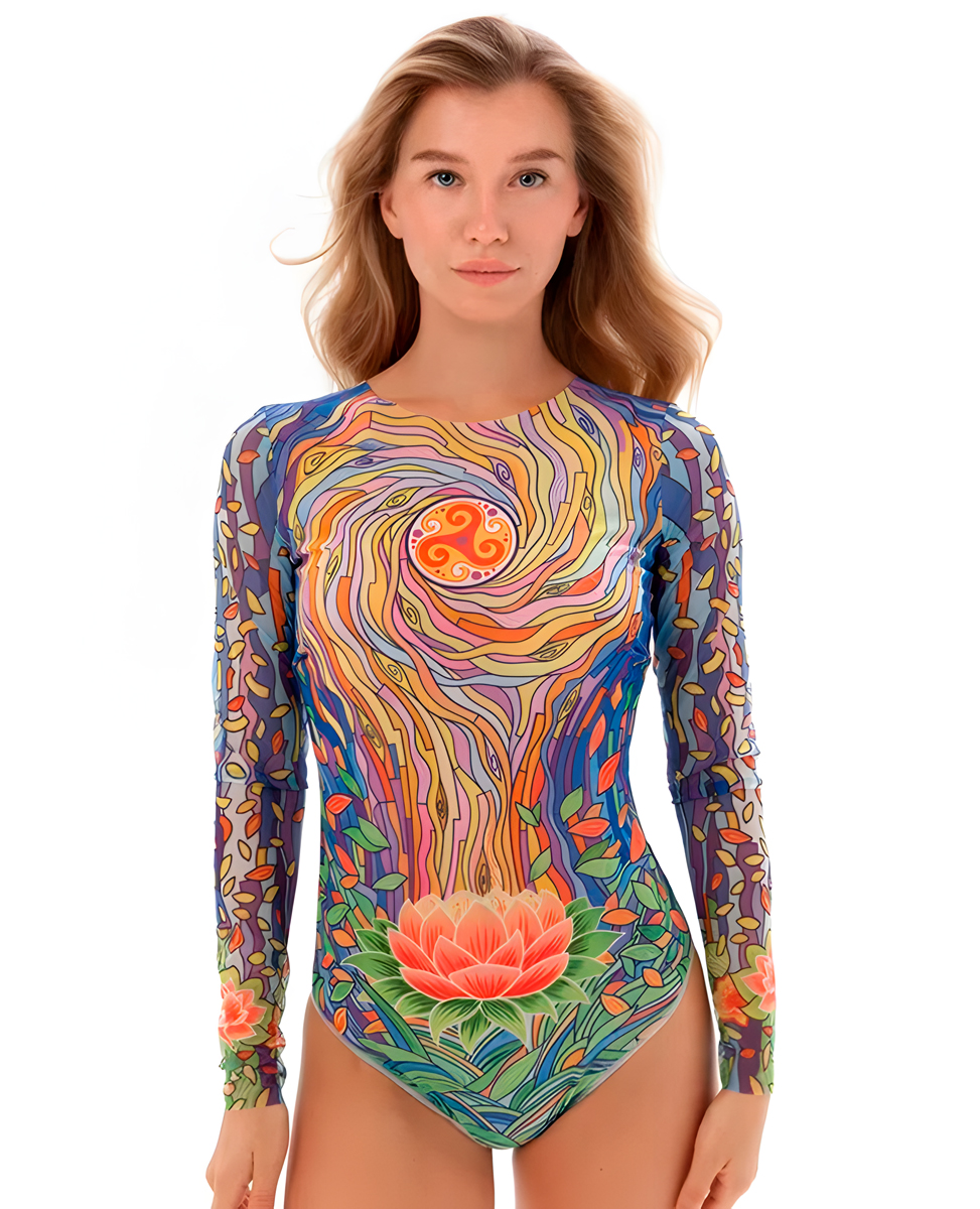 Слитный купальник с рукавом Изобилие