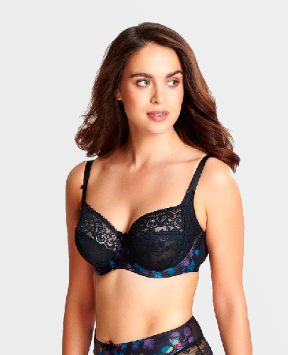 бюстгальтер panache amelie full cup bra (black/flor) bust-club.com